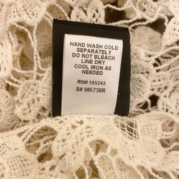 Bobeau Crochet Tank Top Cream Ivory Floral Cover Up Loose Fit Relaxed Sz Medium - Picture 6 of 8